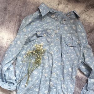 Floral denim shirt